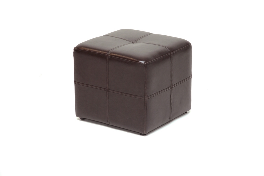 Nox Brown Leather Small Inexpensive Cube Ottoman Affordable